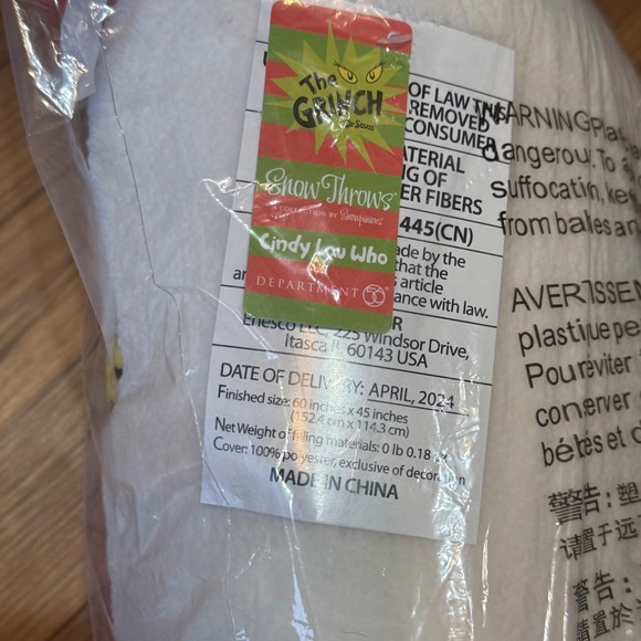 Cindy Lou Grinch SnowThrow Department 56 Fleece Throw Blanket Christmas Holiday - Picture 3 of 3